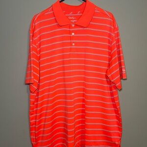 Walter Hagen Essentials Bold Orange Striped Polo Shirt XXL NWOT